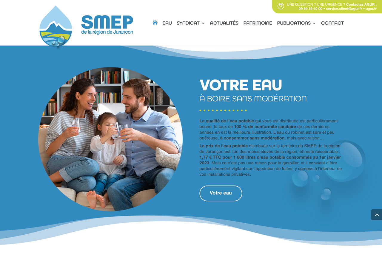 Nouveau site web - SMEP - Syndicat Mixte d'Eau Potable de la région de Jurançon